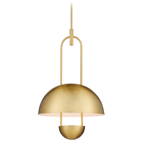 Currey and Company Lighting Currey and Company Creighton Brass / White LED Pendant Light with Bowl / Dome Shade 9000-1170