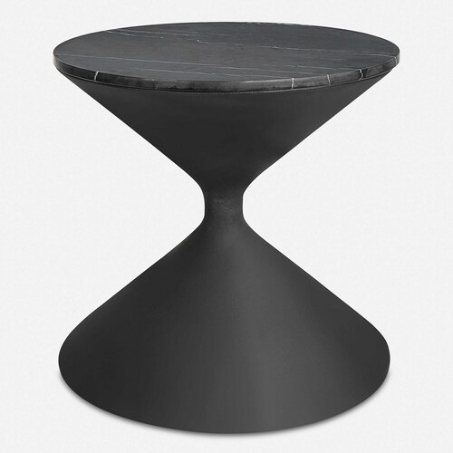 Uttermost Lighting Times Up Side Table in Matte Black with Marble by Uttermost Lighting 22888