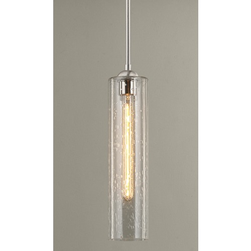 Design Classics Lighting Satin Nickel Mini-Pendant with Seeded Glass 581-09 GL1641C