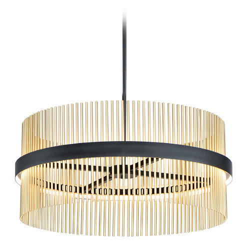 ET2 Lighting Chimes 34-Inch LED Pendant in Black & Satin Brass by ET2 Lighting E34207-BKSBR