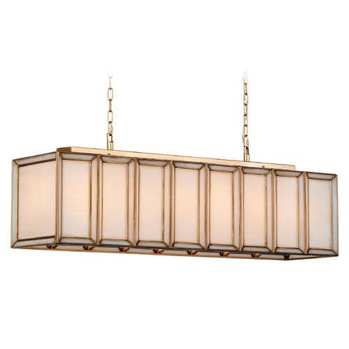 Currey and Company Lighting Currey and Company Daze White / Antique Brass Island Light with Rectangle Shade 9000-1157