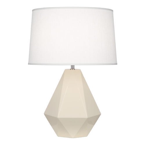 Robert Abbey Lighting Delta Table Lamp Bone & Polished Nickel by Robert Abbey 930