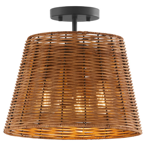 Quorum Lighting Wicker Matte Black Semi-Flush Mount Light by Quorum Lighting 2893-13-59