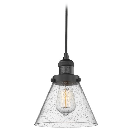 Innovations Lighting Large Cone Matte Black Mini Pendant by Innovations Lighting 201C-BK-G44
