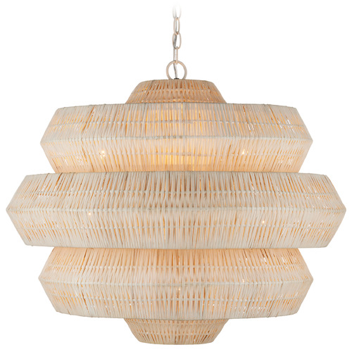 Currey and Company Lighting Currey and Company Antibes Bleached Natural / Snow White Pendant Light with Abstract Shade 9000-1134