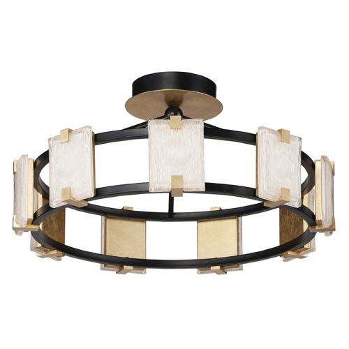 Maxim Lighting Radiant Black & Gold Leaf LED Semi-Flush Mount by Maxim Lighting 39530CYBKGL