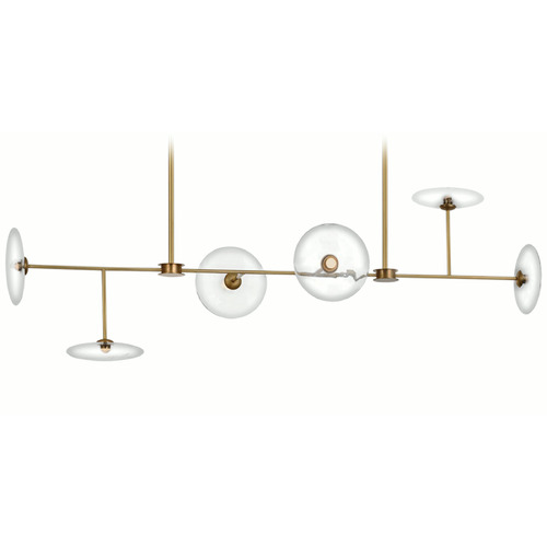 Visual Comfort Signature Collection Ian K. Fowler Calvino Linear Chandelier in Brass by VC Signature S5695HABCG