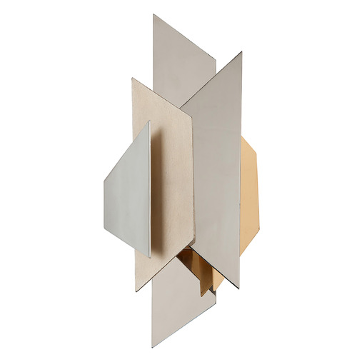 Corbett Lighting Corbett Lighting Modernist Pol Ss & Silver & Gold Leaf Sconce 207-11-SS/WSL/GL