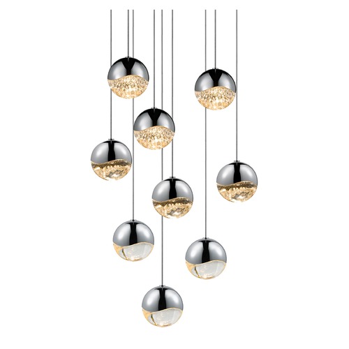 Sonneman Lighting Grapes Polished Chrome 9-Light LED Multi-Light Pendant by Sonneman Lighting 2916.01-MED
