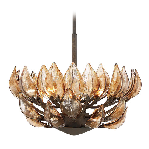 Metropolitan Lighting Arboles Pendant in Heritage Bronze with Amber Glass by Metropolitan Lighting N6686-874