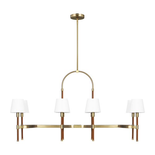 Visual Comfort Studio Collection Lauren Ralph Lauren Katie Brass & Saddle Leather Linear Chandelier by Visual Comfort Studio LC1028TWB