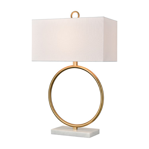 Elk Lighting Elk Lighting Murphy Aged Brass & White Table Lamp with Rectangle Shade H0019-11110