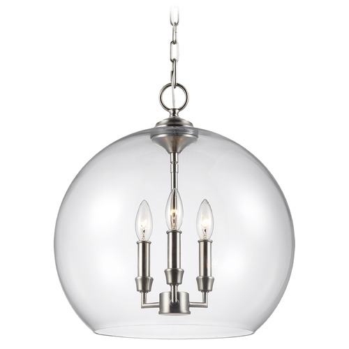 Visual Comfort Studio Collection Lawler Satin Nickel Pendant by Visual Comfort Studio F3155/3SN
