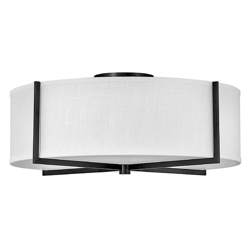 Hinkley Axis Large Semi-Flush in Black & Off White Linen by Hinkley Lighting 41710BK