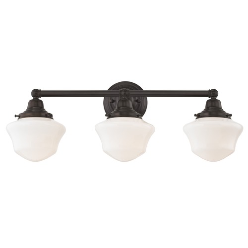 Design Classics Lighting Schoolhouse Bathroom Light in Bronze with White Opal Glass WC3-220 GC6