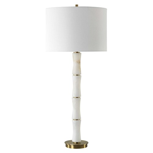 Uttermost Lighting The Uttermost Company Unify Polished Alabaster & Brass Table Lamp with Drum Shade 30354