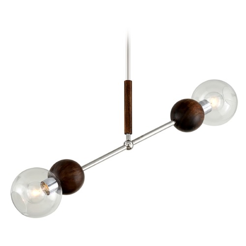 Troy Lighting Arlo 35.25-Inch Polished SS and Natural Acacia Linear Light by Troy Lighting F7677