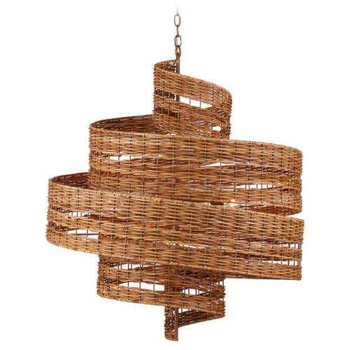 Currey and Company Lighting Currey and Company Saisei Natural / Khaki Pendant Light with Abstract Shade 9000-1132