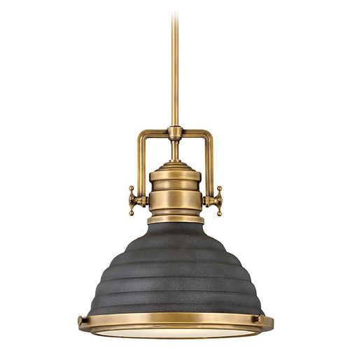 Hinkley Keating 14.25-Inch Heritage Brass & Aged Zinc Pendant by Hinkley Lighting 4697HB-DZ