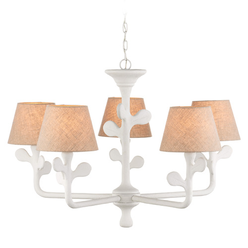 Currey and Company Lighting Currey and Company Charny Gesso White Chandelier 9000-1169