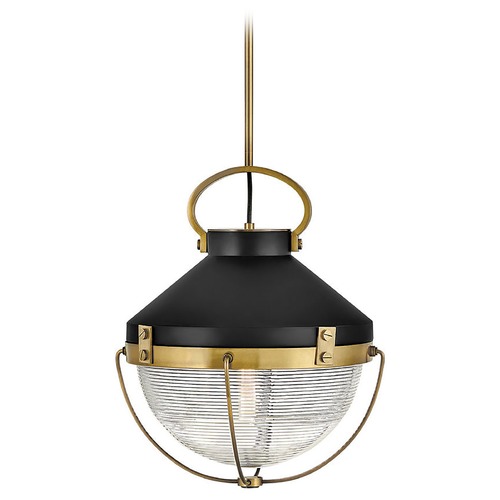 Hinkley Crew 16-Inch Heritage Brass & Black Pendant by Hinkley Lighting 4844HB