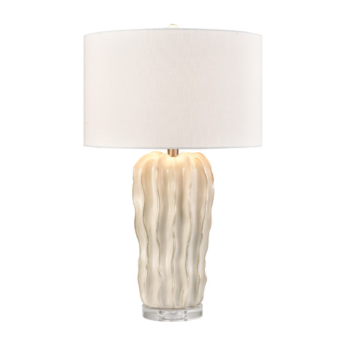 Elk Lighting Elk Lighting Genesee White Glazed & Clear Table Lamp with Drum Shade S0019-11140