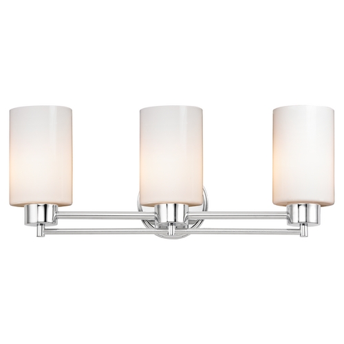Design Classics Lighting Modern Bathroom Light with White Glass in Chrome Finish 703-26 GL1024C