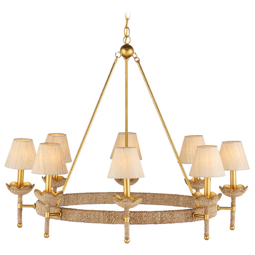 Currey and Company Lighting Currey and Company Suzanne Duin Vichy Natural / Gold Leaf Chandelier 9000-1143