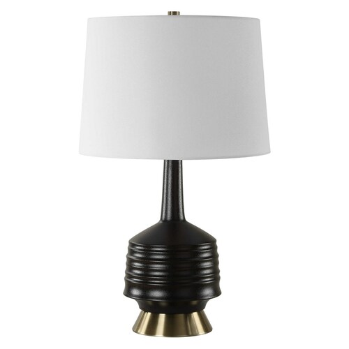 Uttermost Lighting The Uttermost Company Foster Textured Black & Antique Brass Table Lamp with Empire Shade 30353-1