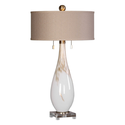 Uttermost Lighting Cardoni White Glass Table Lamp by Uttermost Lighting 27201