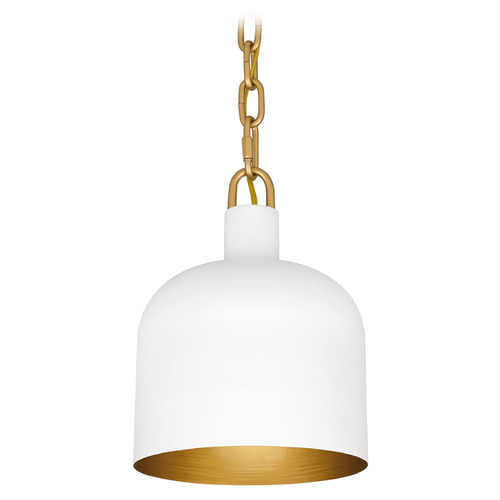 Quoizel Lighting Quoizel Lighting Raquel Matte White & Gold Accents Mini-Pendant Light with Bowl / Dome Shade QPP6206W