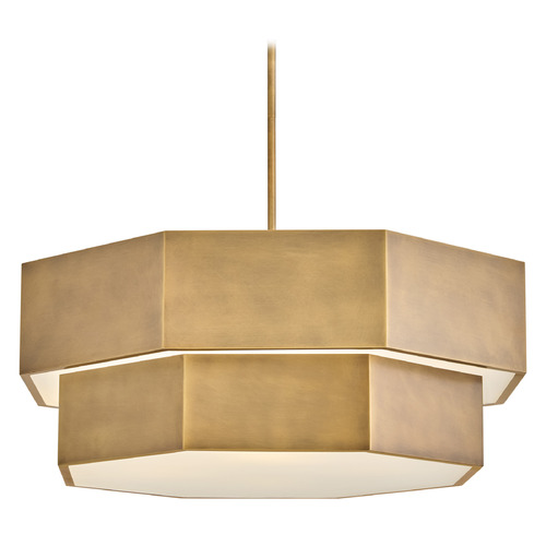 Hinkley Hinkley Facet Heritage Brass LED Pendant Light with Octagon Shade 46995HB