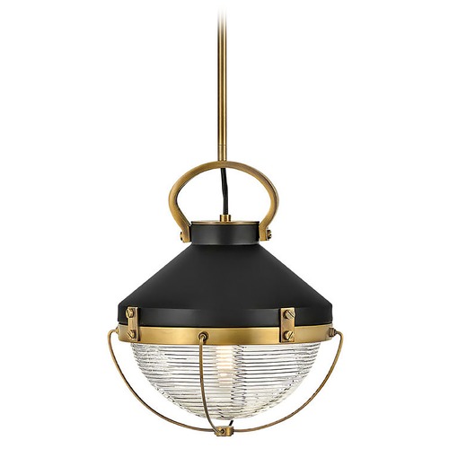 Hinkley Crew 12-Inch Heritage Brass & Black Pendant by Hinkley Lighting 4847HB