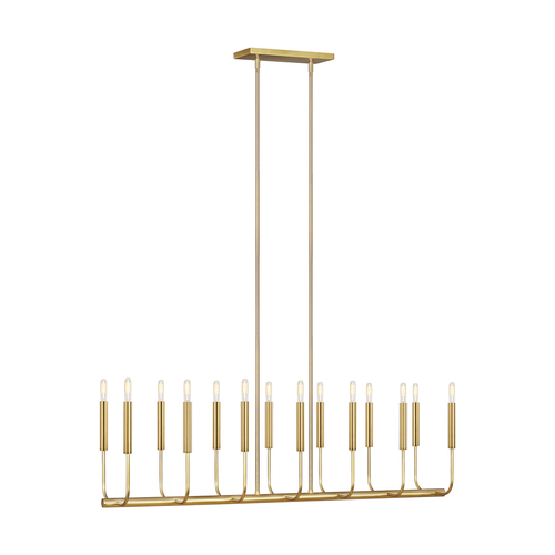 Visual Comfort Studio Collection ED Ellen-DeGeneres 14-Light Brianna Burnished Brass Linear Chandelier by Visual Comfort Studio EC10614BBS