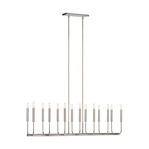 Visual Comfort Studio Collection ED Ellen-DeGeneres 14-Light Brianna Polished Nickel Linear Chandelier by Visual Comfort Studio EC10614PN