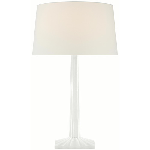 Visual Comfort Signature Collection Visual Comfort Signature Collection Strie Plaster White Table Lamp with Drum Shade CHA8707WHT-L