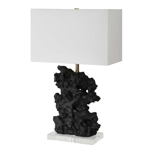 Uttermost Lighting The Uttermost Company Basalt Black & Antique Brass Table Lamp with Rectangle Shade 30386-1