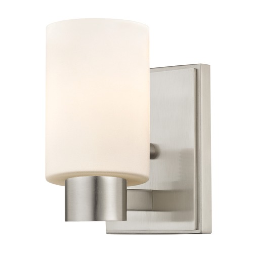 Design Classics Lighting Satin White Glass Sconce Satin Nickel 2101-09 GL1028C