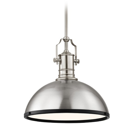 Design Classics Lighting Farmhouse Pendant Light Satin Nickel and Black 13.38-Inch Wide 1765-09 SH1776-09 R1776-07