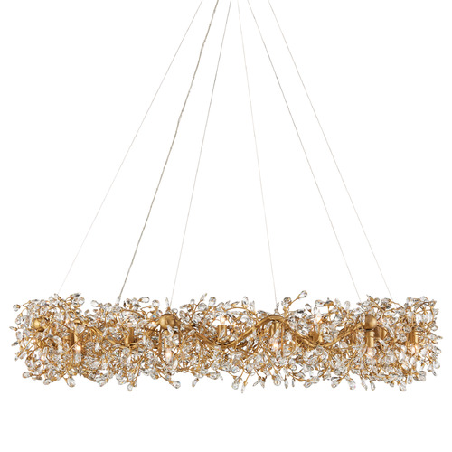 Currey and Company Lighting Currey and Company Crystal Bud Clear / Brass Crystal Chandelier 9000-1136