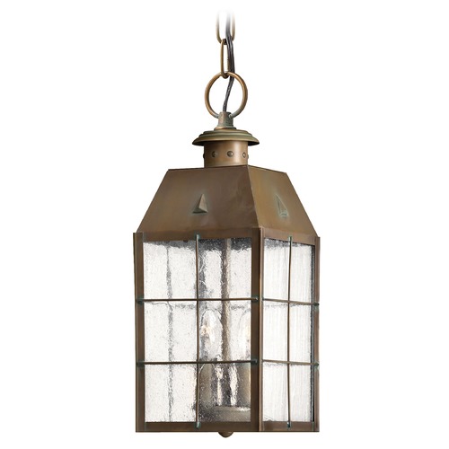 Hinkley Seeded Glass Outdoor Hanging Light Brass by Hinkley Lighting 2372AS