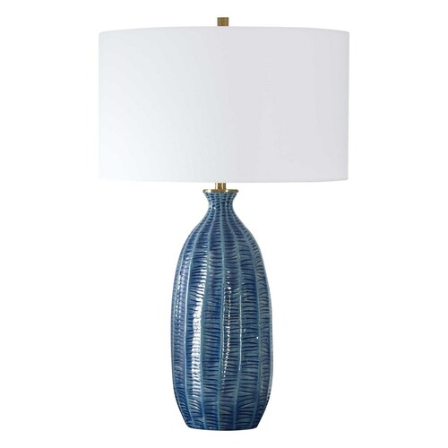 Uttermost Lighting The Uttermost Company Bixby Blue & Antique Brass Table Lamp with Drum Shade 30377-1