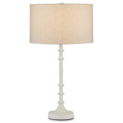 Currey and Company Lighting Currey and Company Gallo Gesso White Table Lamp with Drum Shade 6000-0868