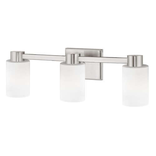 Design Classics Lighting 3-Light White Glass Bathroom Vanity Light Satin Nickel 2103-09 GL1028C