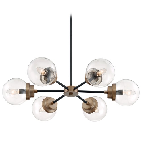 Satco Lighting Axis Matte Black & Brass Accents Chandelier by Satco Lighting 60/7126