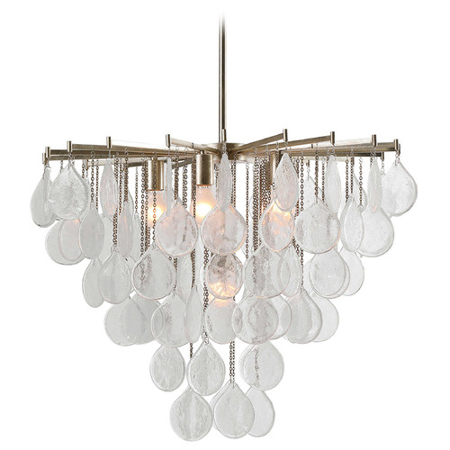 Uttermost Lighting Goccia Antiqued Bright Silver Leaf Pendant Light by Uttermost Lighting 21544