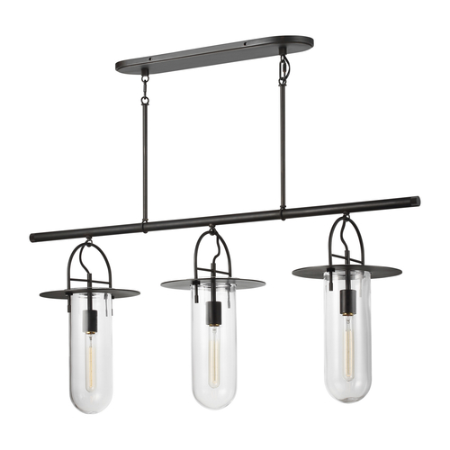 Visual Comfort Studio Collection Kelly Wearstler Nuance 45-Inch Long Aged Iron Linear Chandelier by Visual Comfort Studio KC1023AI
