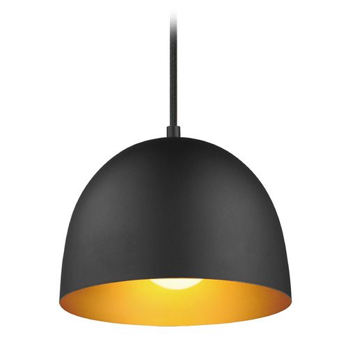 Maxim Lighting Maxim Lighting Tova Black & Gold Mini-Pendant Light with Bowl / Dome Shade 11482BKGLD