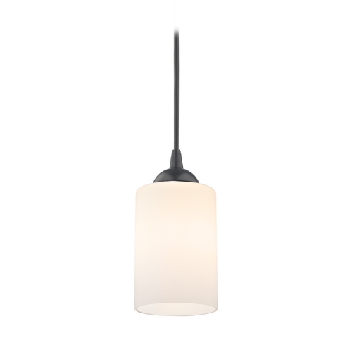 Design Classics Lighting Contemporary Mini-Pendant Light with White Cylinder Glass 582-07  GL1028C