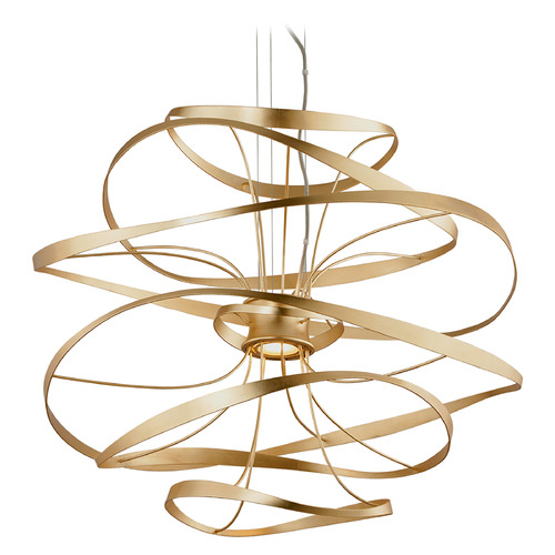 Corbett Lighting Corbett Lighting Calligraphy Gold Leaf & Polished Stainless LED Pendant Light 216-43-GL/SS